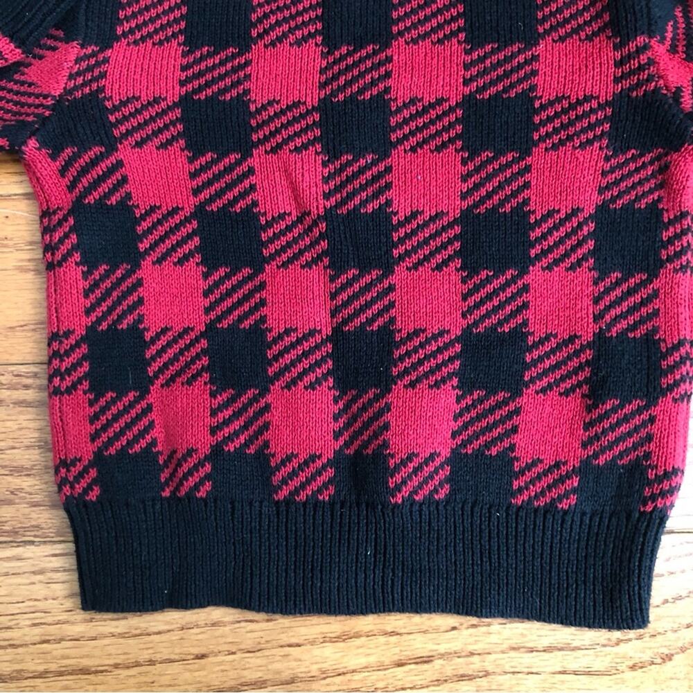 Tucker + Tate Buffalo Plaid red & black Cotton Pullover sweater Boy’s Size 2 - Picture 4 of 8